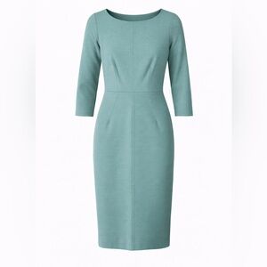 Boden Seafoam Textured Sheath Dress | Classic Tailored Workwear Midi Size 4